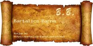Bartalics Barna névjegykártya